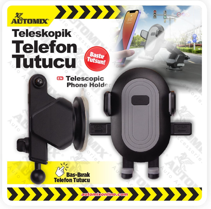 TELESCOPIC SUCTION CUP PHONE HOLDER PUSH AND RELEASE